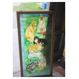 Framed Cat Coloured Gass Window Hanging
