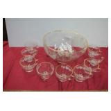 MCM Anchor Hocking Glass Punch Bowl Set