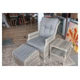 Quality Vinyl Reclining Chair / Stool & Table Set