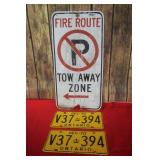 1970 Match Ont Plates & Metal Parking Sign