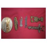 Beer Openers, Brass Knife & Belt Buckle