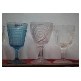 Early Pressed  Coloured Glass Goblets