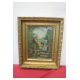 1800s Gold Framed   Country Lithograph