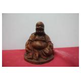 Vintage Chinese Rosewood Laughing Carved Buddha