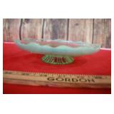Green Opalescent Footed Glass Dish