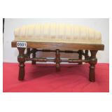 Vintage French Turned Leg  Oak Footstool