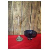 Cobalt Candy Dish & Hand Blown Glass Candle