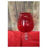 Large Red Glass Footed Candy Bowl