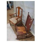 Oak T Back Arm & Wickerback Rocking Chairs