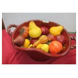 Pottery Fruit Bowl & Fruit