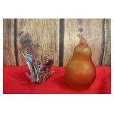 Art Glass Butterfly & Pear