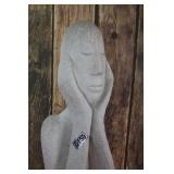 Cycladic ' Thinking Woman ' Sculpture / Signed