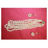 14k Gold & Pearl Earing & Necklace Set