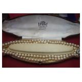 Vintage Lotus Simulated Pearl Necklace Set