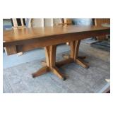 Mission Double Pedestal Hardwood  Dining Table