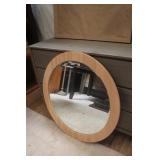 White Oak & Bevelled Round Mirror / New