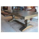 French Double Pedestal Hardwood Dining Table