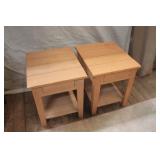 Unfinished Oak End Table Set  / Drawer & Shelfs