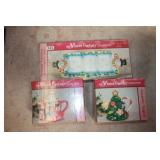 Ceramic Xmas Tea Pots & Orderve Tray / Boxed