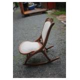 Carved Walnut Folding Rocking Chair