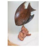 Carved Tropical Fish & Iguana
