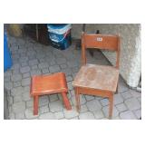 Childs Wooden Chair & Foot Stool