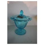 Blue Depression Footed Candy Dish