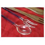 Glass & Teak Salad Tongs
