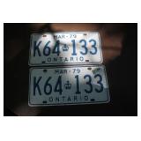 Set Of 1979 Ont Licence Plates