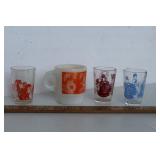 MCM  Juice Glasses & Fireking Mug