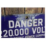 Early Hydro Danger Porcelain Sign