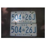 Set Of 1968 Ont Licence Plates