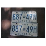 Set Of 1968 Ont Licence Plates