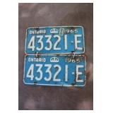 1965 Ont Licence Plate Set