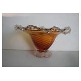 Art Glass Amber Swirl Fruit Bowl