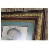 Victorian Ornate Gold Framed Girl & Dog