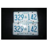 1968  Ont Licence Plates  / Set