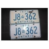 Set Of 1972 Ont Licence Plates