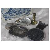 Ashtrays/ Candle Stand/ Pewter Plaque/ Tin