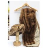 Vintage Beaver Fur Shawl & Hat
