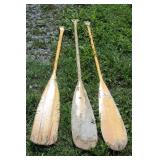 3 Wooden Canoe Paddles