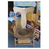 Early Wooden Potty Chair & Chamber Pot