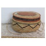 Woven Oval Lidded Basket