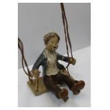 Child On Swing Ceramic Art Signed