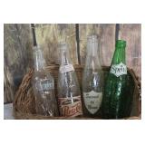 Vintage Pop Bottles & Basket