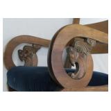 19thc  Carved Lions Head Clawfoot Arm Chair