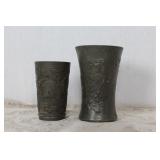 Vintage German Embossed Pewter Cups