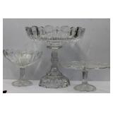 Pressed Glass Pedestal  Fruit Bowls & Cake Stand