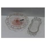 Depression Glass Cake Stand & Candty Dish