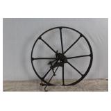 Early Cast Iron Wheelbarrow Wheel & Brackets